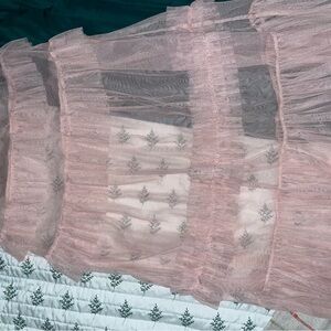 Pink Sheer Ruffled Skirt